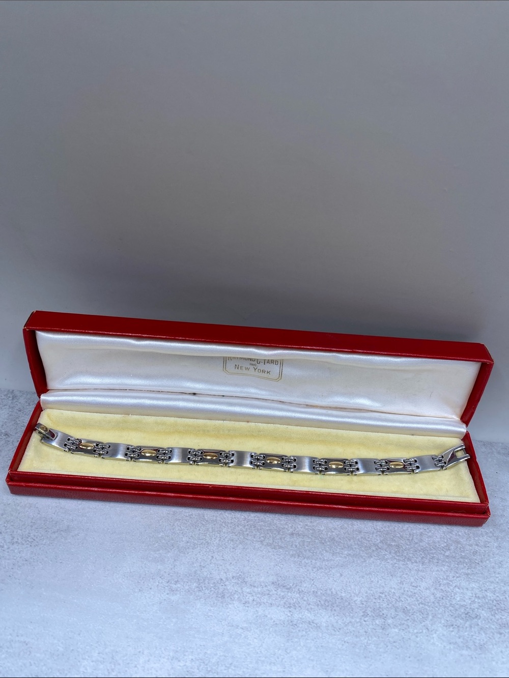 Stainless steel with 14k gold pins bracelet